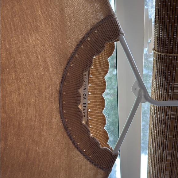 Veronica Beard Brown and White Scalloped Sweater Top - Picture 3 of 5